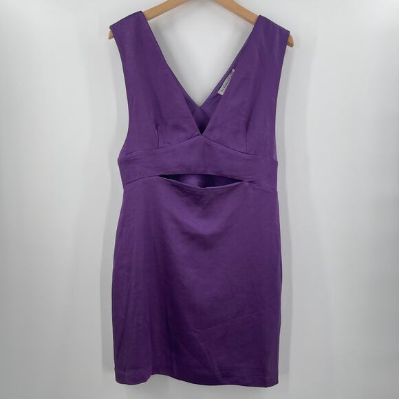 ENDLESS ROSE Dress Size Large NWT Boutique Ethel Purple Satin Cut Out Bodycon - Picture 15 of 16